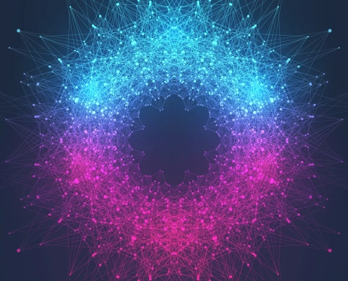 quantum computer technology concept. sphere explosion background